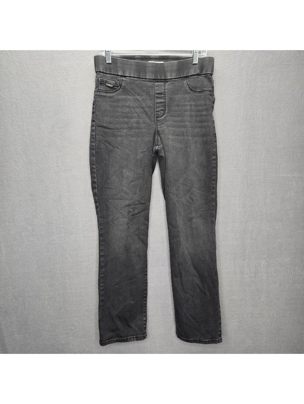 Nine West Jeans Heidi Pull-On Straight Leg Pants Grey Charcoal Wash Size 10